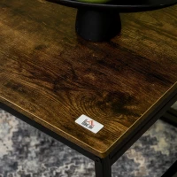 HOMCOM Conjunto de 2 Mesas Auxiliares Anidadas con Bolsa de Almacenaje 45,5x50x46 cm y 63x45x42,5 cm Marrón Rústico(m-9)