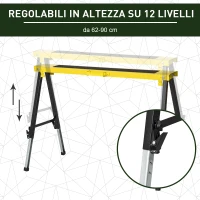 DURHAND Set 2 Cavalletti da Lavoro Pieghevoli e Portatili con Piano di Lavoro Antiscivolo Giallo e Nero, per Fai da Te(m-7)