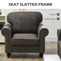 HOMCOM Mid-Century Armchair, with Pocket Springs - Dark Brown(m-6)