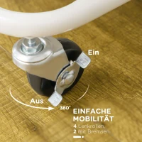 HOMCOM Rollwagen, Servierwagen, 3 Ablagekörbe, 3 Hängeboxen, 4 Haken, Metallrahmen, 42 x 38 x 86,5cm, Weiß(m-5)