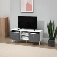 HOMCOM TV Cabinet Stand Unit for TVs up to 50'' with Foldable Drawers, Entertainment Centre for Living Room White(m-8)