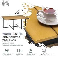 Outsunny 10 Seater Rattan Cube Garden Furniture Set, Rattan Dining Set with Cushions, Outdoor Dining Table and Chairs with 6 Armchairs, 4 Stools, Rectangular Wood Grain Plastic Top Table, Black(m-6)