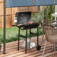 Outsunny Holzkohlegrill Smoker BBQ-Grill, 1 Ablage,inkl. Thermometer, 83 x 46.5 x 115 cm, Schwarz(m-2)