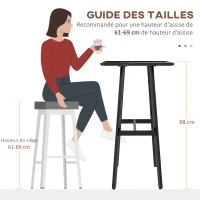 HOMCOM Table de bar rectangulaire avec cadre en acier plateau en faux marbre montage facile 118 x 58 x 98 cm noir(m-4)