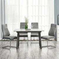 HOMCOM Set de 4 Sillas de Comedor Sillas de Cocina Tejido de Microfibra con Asiento Acolchado y Patas de Metal 45x61x98 cm Gris(m-2)