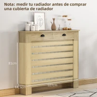 HOMCOM Cubre Radiadores de MDF con Cajón Cubierta para Radiador para Salón Dormitorio Pasillo 111x19x95,5 cm Roble(m-7)