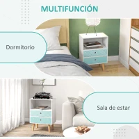 HOMCOM Cómoda de Madera Cajonera con 2 Cajones Mesita de Noche con Estante Abierto para Dormitorio Salón 45x30x65 cm Blanco(m-4)