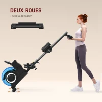 SPORTNOW Rameur à eau d'appartement pliable - 6 niveaux de résistance écran LCD multifonction support de tablette(m-6)