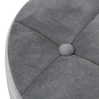 HOMCOM Salonstuhl mit Rädern Rollhocker höhenverstellbar drehbar Salon Hocker Samt-Touch Schaumstoff Chrom-Basis Hellgrau 35 x 35 x 49-61 cm(m-9)