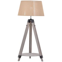 HOMCOM Lámpara de Pie con Trípode Regulable en Altura para Oficina y Hogar Estante Pequeño para Almacenaje Base Estable 63x63x110-150 cm Beige(m-5)