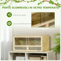 PawHut Terrario per Rettili in Legno con Porte in Vetro Scorrevoli e Pannelli in Rete, 60x29.5x29.5cm(m-6)