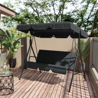 Outsunny 2/3 Seater Garden Swing Canopy Replacement Cover, UV50+ Sun Shade (Canopy Only), Black(m-6)