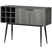 HOMCOM Aparador de Cocina Mueble Buffet Auxiliar con Armario y Botellero para Salón Comedor 106,6x40x82 cm Gris(m-10)
