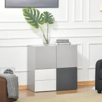 HOMCOM Armadietto Multiuso con Cassetti e Ante in Legno, Mobile per Soggiorno, Camera da Letto, Ufficio(m-2)