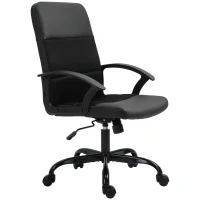Vinsetto Mesh Office Chair, Faux Leather Desk Chair with Swivel Wheels, Adjustable Height and Tilt Function, Black(m-11)