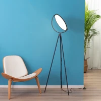 HOMCOM Stehlampe mit LED um 350 Grad verstellbar Stehleuchte Lampe Industrielle Standlampe ABS Schwarz 60 x 60 x 163 cm(m-2)