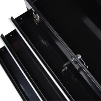 HOMCOM Coffret caisse boite a outils metallique avec 3 tiroirs noir 54 x 22 x 29 cm(m-5)