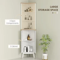 HOMCOM Tall Bathroom Storage Cabinet, Slim Bathroom Storage Unit with Doors and Adjustable Shelves, Freestanding Bathroom Cabinet with Curved Profile Design, White(m-5)