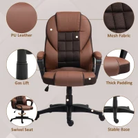 HOMCOM Faux Leather Office Chair - Brown(m-5)