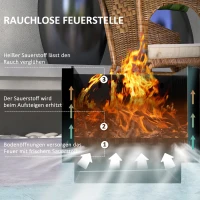 Outsunny Feuerschale Feuerstelle, inkl. Schürhaken, 48 x 48 x 41 cm, Schwarz(m-4)