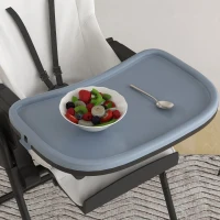 ZONEKIZ Babyhochstuhl klappbarer Babyhochstuhl, 5-Punkt-Gurte, doppeltes Tablett, Blau + Schwarz + Weiß(m-8)