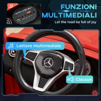 HOMCOM Macchina Elettrica per Bambini 3+ Anni Mercedes GLA con Telecomando, Fari LED e Musica, Rosso(m-6)