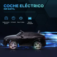 HOMCOM Coche de Batería para Niños 12V Audi E-tron con Mando a Distancia Faros Bocina Música Velocidad 3-5 km/h Negro(m-4)
