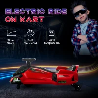HOMCOM 12V Kids Electric Go Kart with Music, LED Lights, Slow Start, Red(m-7)