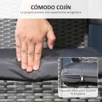 Outsunny Juego de Muebles de Jardín para Exterior de Ratán de 7 Piezas Incluye 6 Sillas con Cojines y Mesa de Metal Gris(m-6)