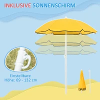 HOMCOM Spieltisch-Set 25-teilig mit Sonnenschirm 72,5 x 78 x 81,5cm für Kinder 18+ Monate(m-5)