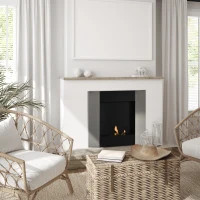 HOMCOM Ethanol-Kamin Bio-Ethanol-Brenner 6100BTU 0,7L 1 Std. Brenndauer kein Rauch wandmontiert Stahl Rostfreier Stahl Silber+Schwarz 72 x 11 x 72 cm(m-2)