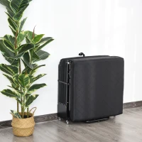 HOMCOM Klappbett 65x184 cm, Erwachsene Gästebett Klappbar mit 6 cm Dicker Schaumstoff, Reisebett mit Metallrahmen, Feldbett mit Rollen und höhenverstellbarem Kopfteil, bis 120 kg belastbar, Schwarz(m-2)