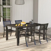Outsunny Four-Seater Steel Garden Table, with Wired Top - Grey(m-2)