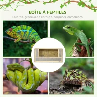 PawHut Terrarium en bois OSB pour reptiles et batraciens avec porte coulissante en verre - 80 x 40 x 40 cm naturel(m-4)