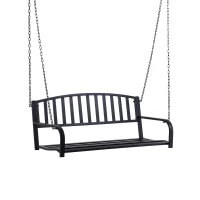 Outsunny Garden Swing Chair Patio Metal 2 Seater Swing Bench Porch Balcony Bench Loveseat Minimalist Style - Black(m-1)