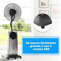 HOMCOM Ventilador Nebulizador Multidireccional Apto para Agua o Aceites Aromáticos con Programación de Apagado Automático Ф44.5x135cm(m-6)