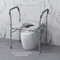HOMCOM Silla con Inodoro de Aluminio Silla de Ducha con Altura Ajustable y Almohadillas Antideslizantes Carga 136 kg Gris(m-6)