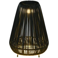Outsunny Three-Level Solar Powered Rattan Lamp - Black(m-10)
