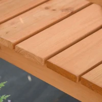 Outsunny Banc de jardin 2 places banquette extérieur terrasse patio dossier haut assise à lattes accoudoirs confortables bois de sapin 140 x 50 x 85 cm orange(m-7)