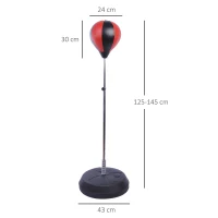 HOMCOM Punching Bag with Stand, 126-144 cm Height Adjustable Boxing Set Free Standing Speed Bag with Gloves and Air Pump for Teenagers Home Gym Workout(m-3)