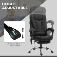 Vinsetto Office Chair with 6 Point Massage and Back Heat, Microfibre Desk Chair with Footrest Adjustable Height and Swivel Wheels, Back Reclining, Full Black(m-6)