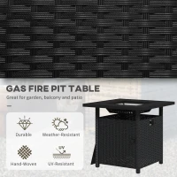 Outsunny 72.5 x 72.5cm 50,000 BTU Fire Pit Table, with Cover - Black(m-7)