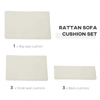Outsunny Outdoor Cushion Pad Set for Rattan Furniture, 7 Piece Garden Furniture Cushions ONLY, Cream(m-7)