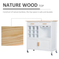 HOMCOM Rolling Kitchen Cart Sideboard Island Portable Serving Utility Storage Display Cabinet Trolley Wood Drawers Doors on Wheels w/Wine Racks(m-5)