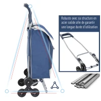 Homcom Chariot de Courses Pliable à 6 Roues Bleu 40 x 29 x 95 cm(m-4)