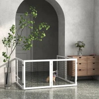 PawHut 6 Panels Pet Gate, Wooden Foldable Dog Barrier w/ Two Support Feet, for Small, Medium Dogs - White(m-2)