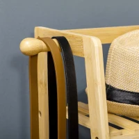 HOMCOM Appendiabiti in Bambù, Design Rialzato a 2 Livelli con Barra e 2 Ganci, 114x40x139 cm(m-8)