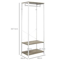 HOMCOM Hallway Coat Rack and Shoe Bench Tree - Grey(m-3)