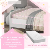 ZONEKIZ Lit enfant lit d'enfant design licorne 3 à 6 ans sommier à lattes inclus capacité de charge 80 kg 143 x 74 x 67 cm rose(m-7)