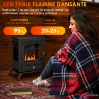 HOMCOM Cheminée bioéthanol sur Pied, brûleur 1,2 L, environ 3 h de durée de combustion Dim. 45L x 28l x 54H cm Acier Noir(m-4)